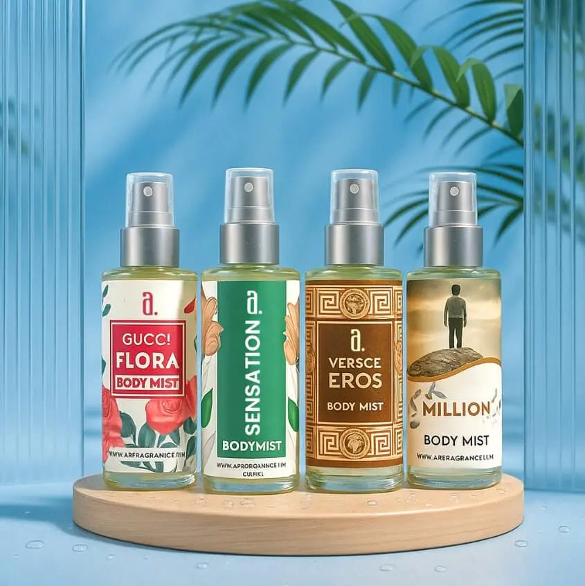 UNISEX BUNDLE OF 4 BODY MISTS – GUCCI FLORA, SENSATION, VERSACE EROS & 1 MILLION