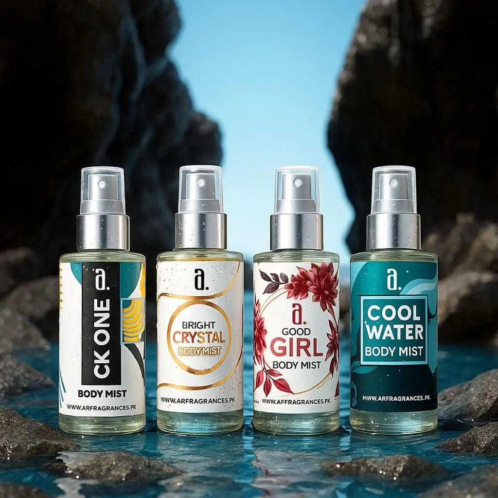 UNISEX BUNDLE OF 4 BODY MISTS – CK ONE, BRIGHT CRYSTAL, GOOD GIRL & COOL WATER